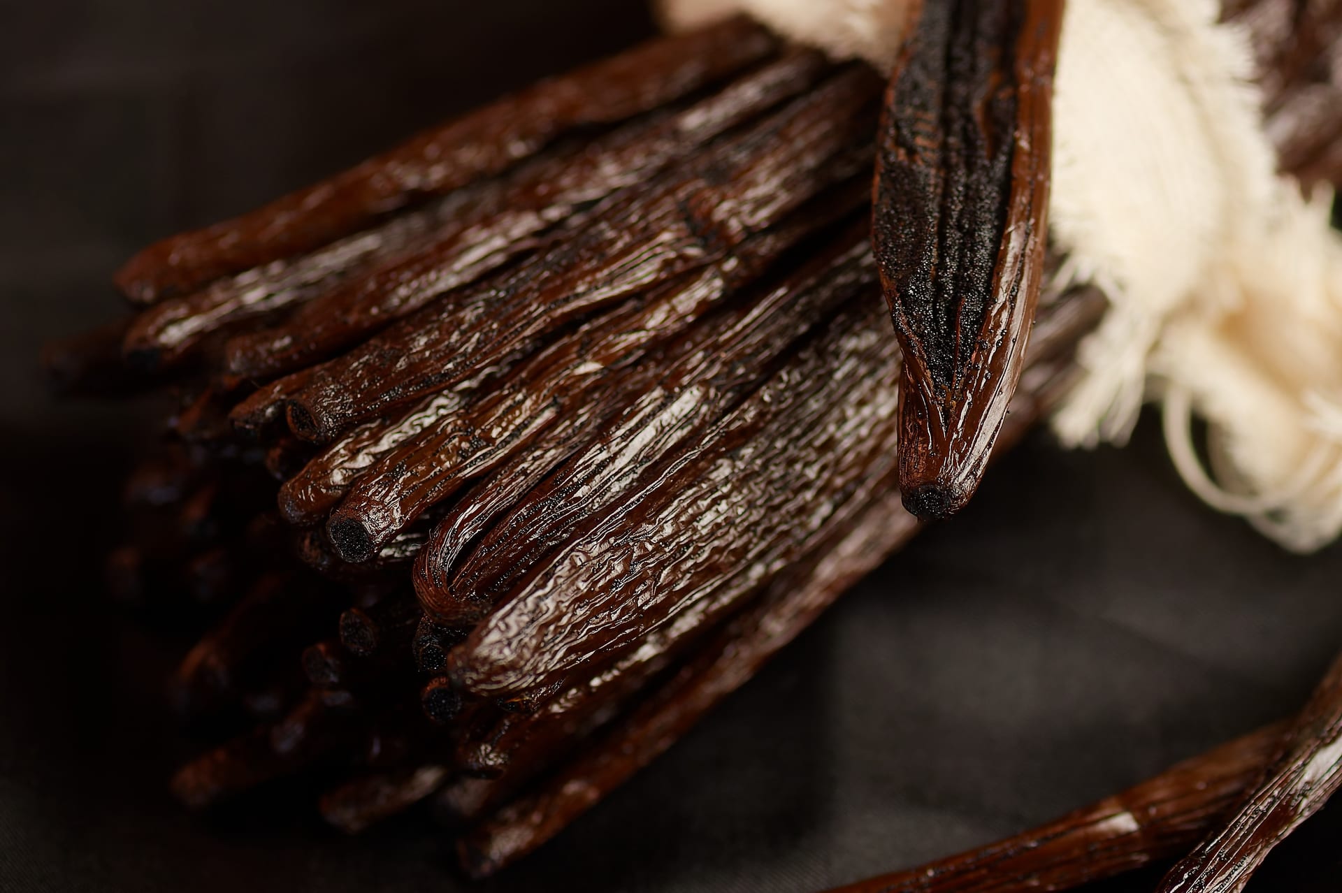 Bourbon vanilla pods from Madagascar, vanillin crystals